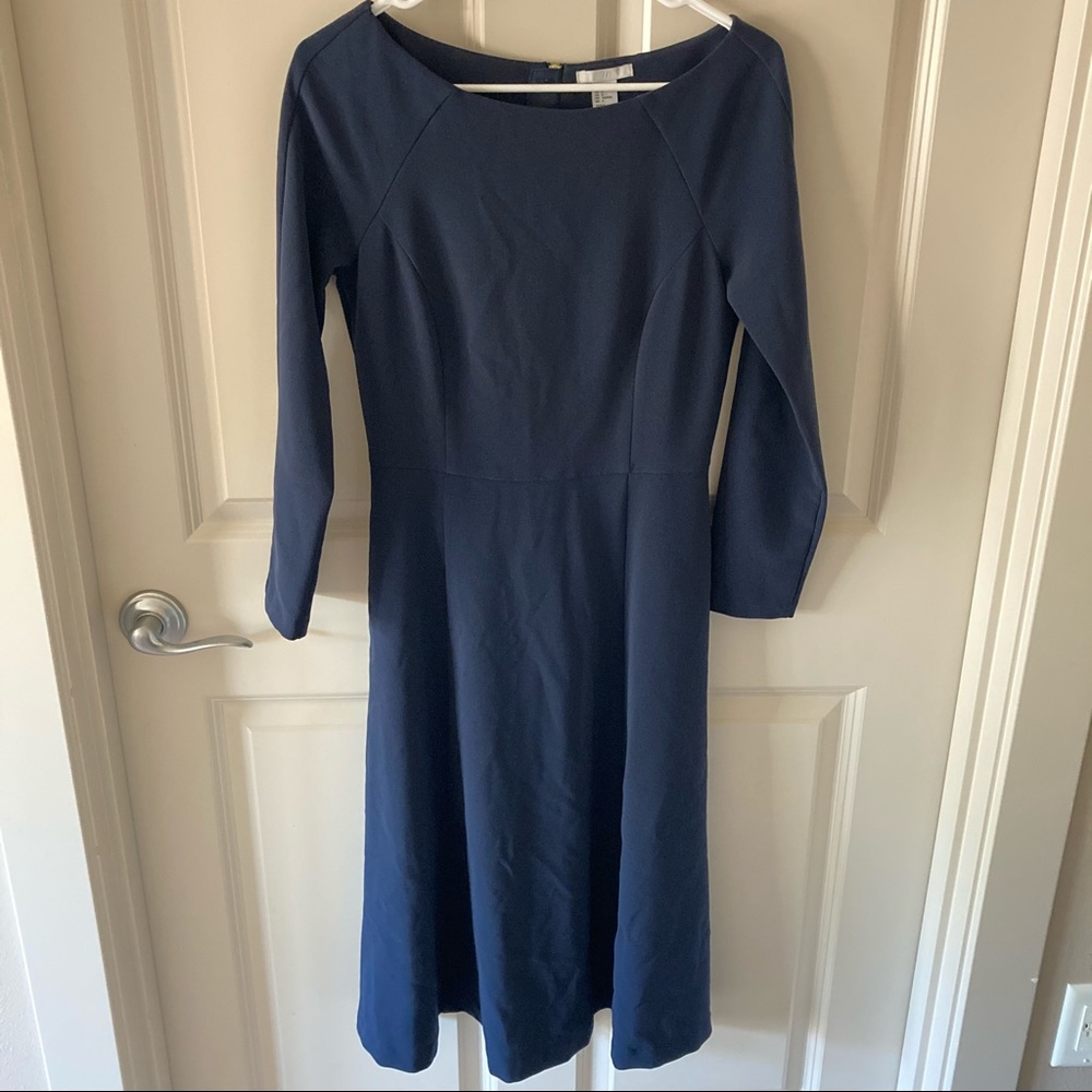 Modest Navy Boatneck Midi Dress